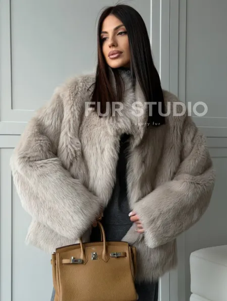 Бежевая дубленка из тосканы - фото 5