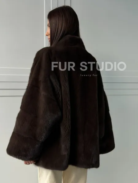 Меховой жакет из норки V- образный воротник - фото 9