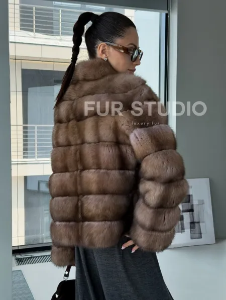 Полушубок из соболя «Тортора графит» - фото 4