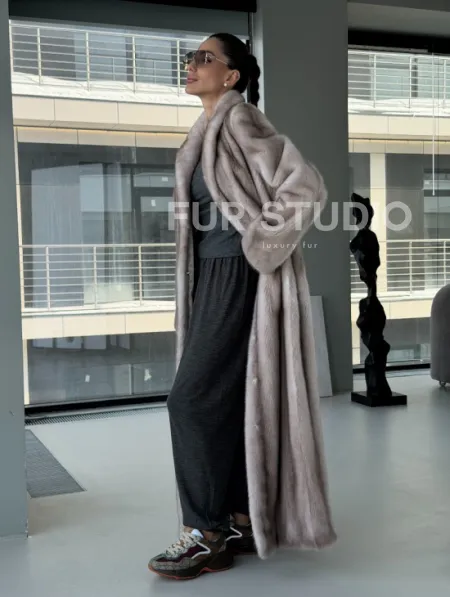 Натуральная шуба из меха норки - воротник шаль - фото 13