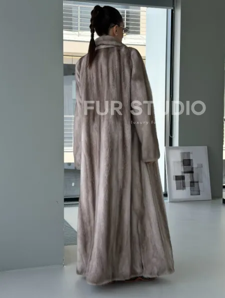 Натуральная шуба из меха норки - воротник шаль - фото 6