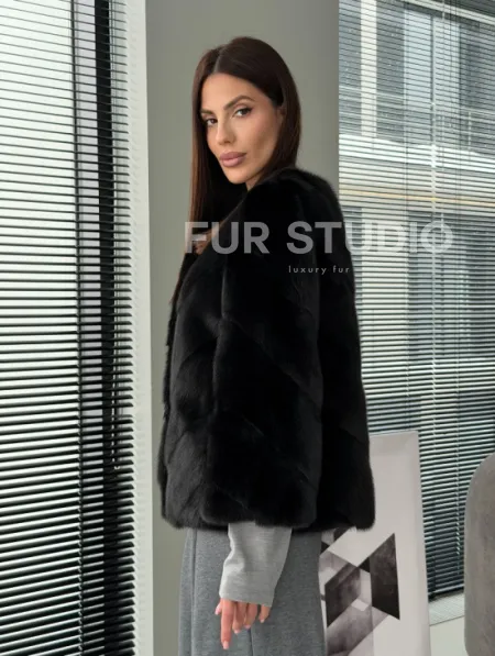 Норковый жакет - цвет черный - фото 7