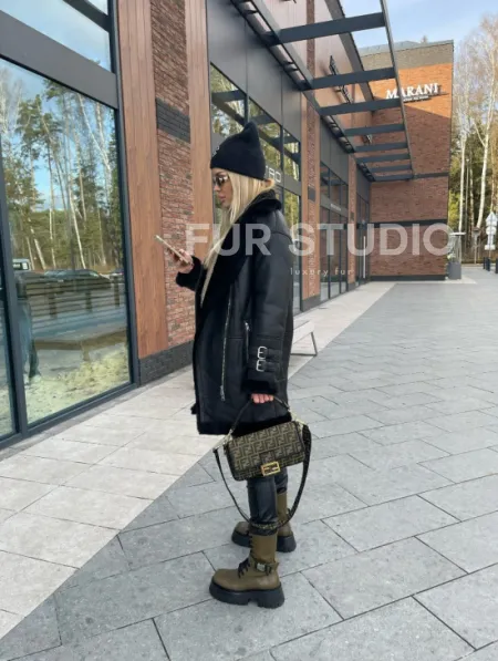 Дубленка авиатор удлиненная - фото 9