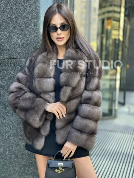 Шуба короткая из меха баргузинского соболя - фото 0