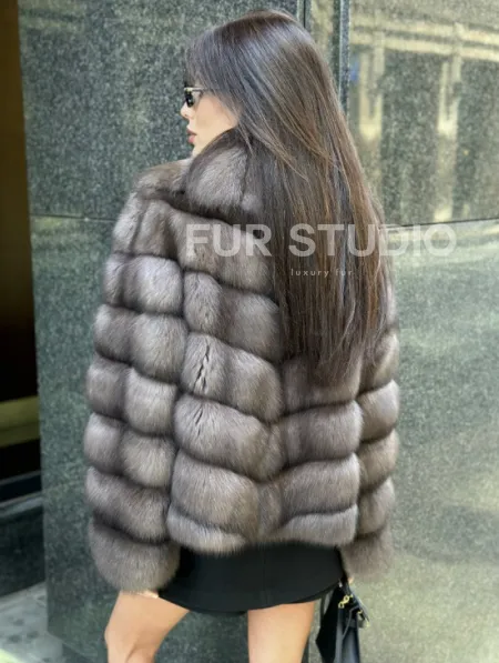 Шуба короткая из меха баргузинского соболя - фото 1