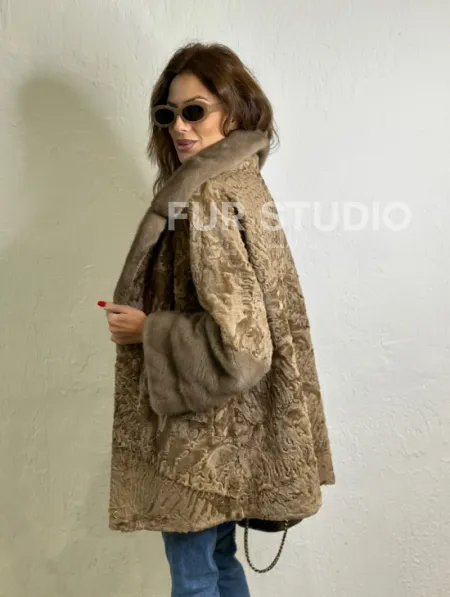 Каракуль кимоно паркет английский воротник - фото 4