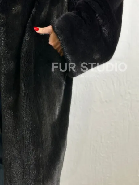 Норка BLACKGLAMA роспуск, английский воротник, кимоно - фото 1