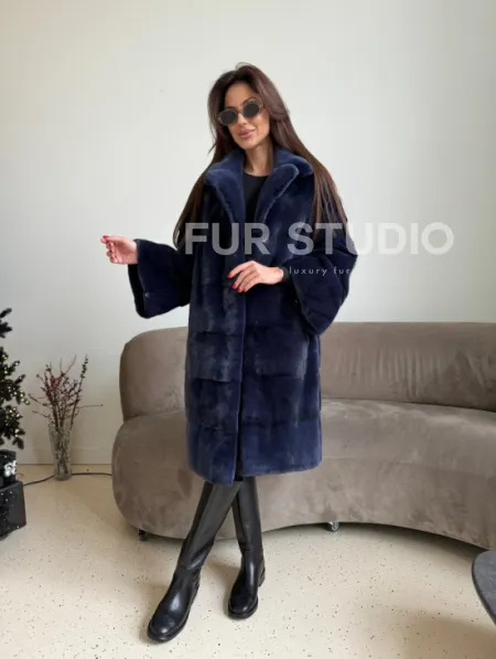 Норка KOPENHAGEN FUR английский воротник поперечка - цвет синий - фото 8