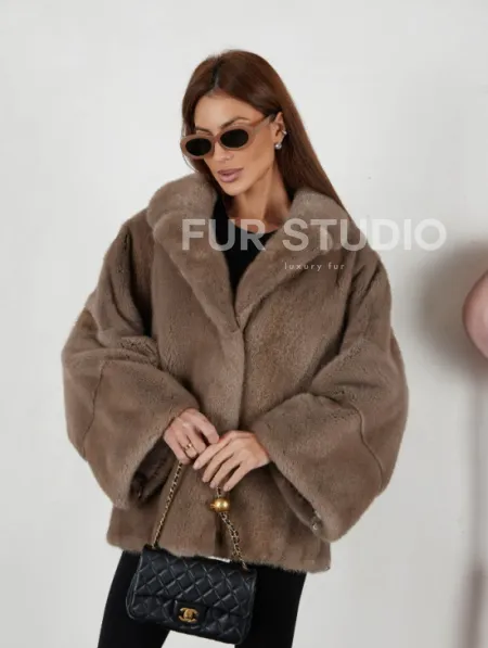 Шуба Premium Style свободного кроя из меха норки - фото 0