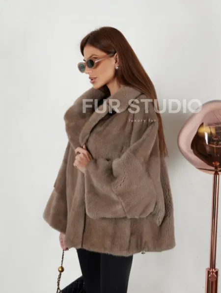 Шуба Premium Style свободного кроя из меха норки - фото 2