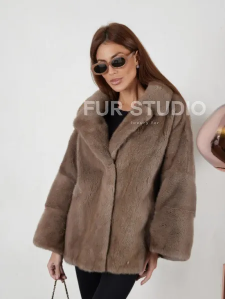 Шуба Premium Style свободного кроя из меха норки - фото 1