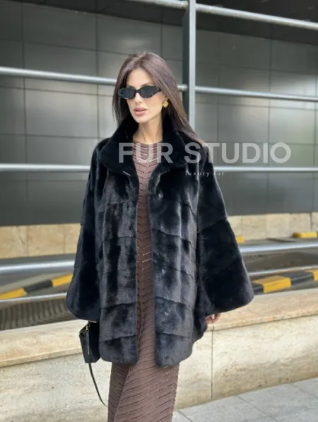 Норка BLACKGLAMA стойка воротник паркет - фото 5