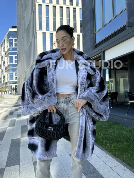 Шуба из кролика рекса - цвет шиншилла - фото 9