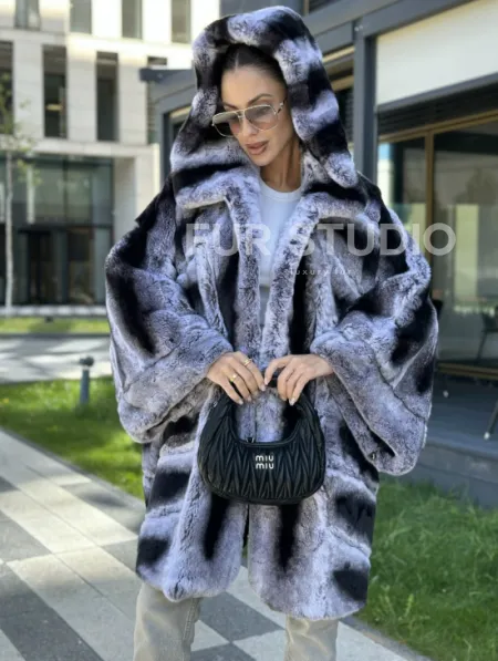 Шуба из кролика рекса - цвет шиншилла - фото 2