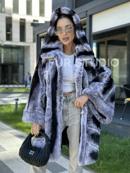 Шуба из кролика рекса - цвет шиншилла - фото 1