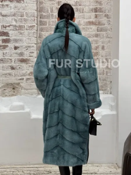 Норковая шуба в цвете TIFFANY - фото 6