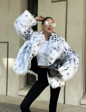 Шуба из меха лисы под рысь - цвет белый, PREMIUM COLLECTION - фото 4