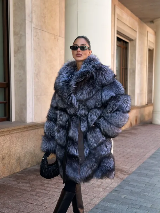 Шуба из меха чернобурой лисы - поперечка - фото 8