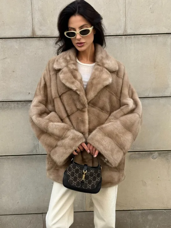 Полушубок автоледи из меха норки цвет пастель - фото 6