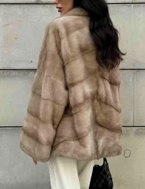 Полушубок автоледи из меха норки цвет пастель - фото 5