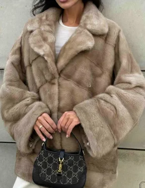 Полушубок автоледи из меха норки цвет пастель - фото 3