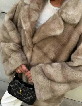 Полушубок автоледи из меха норки цвет пастель - фото 1