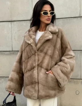 Полушубок автоледи из меха норки цвет пастель - фото 0