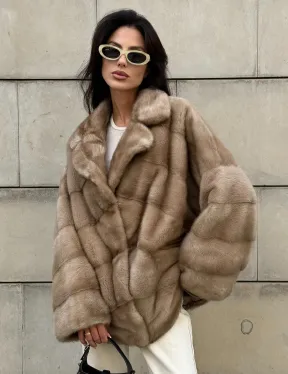 Полушубок автоледи из меха норки цвет пастель - фото 8