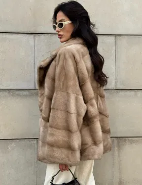 Полушубок автоледи из меха норки цвет пастель - фото 7