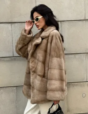 Полушубок автоледи из меха норки цвет пастель - фото 9