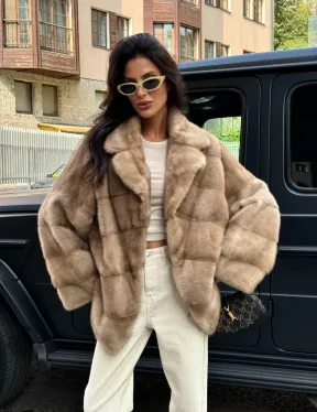 Полушубок автоледи из меха норки цвет пастель - фото 10