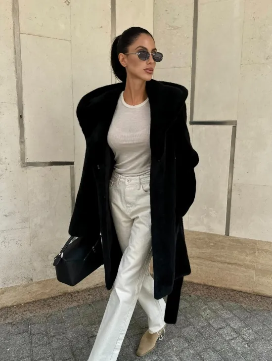 Черная шуба с капюшоном из меха норки BlackGlama - роспуск - фото 4