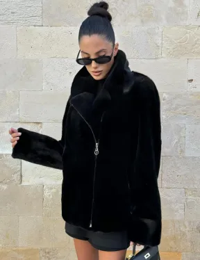 Черная косуха (куртка) из скандинавской норки - фото 4