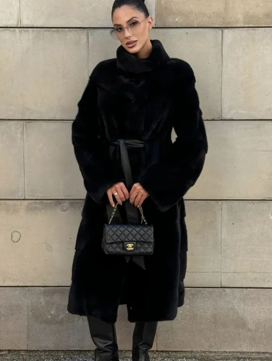 Шуба из скандинавской(плюшевой) норки - стойка воротник - фото 0