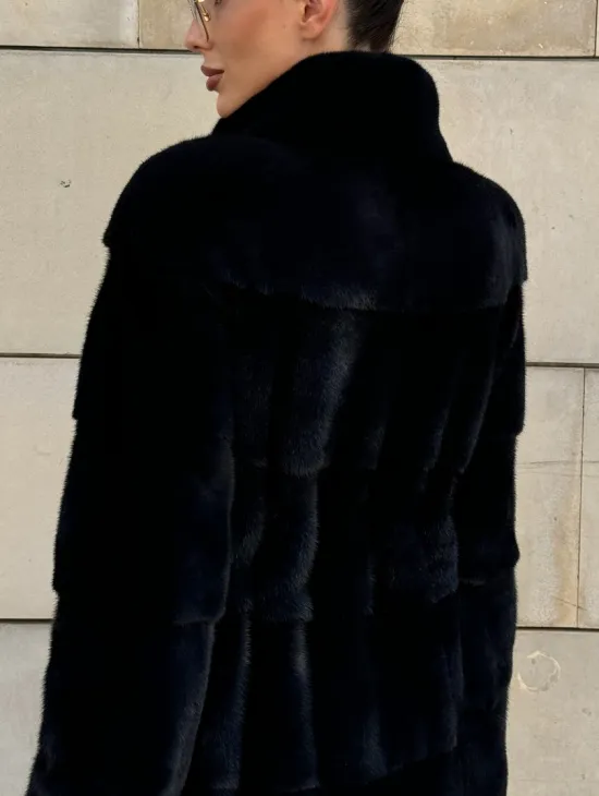 Шуба из скандинавской(плюшевой) норки - стойка воротник - фото 3