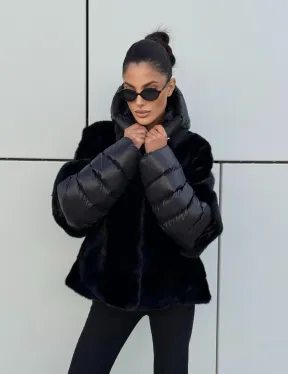 Курточка-жилет трансформер из меха норки с капюшоном - фото 0