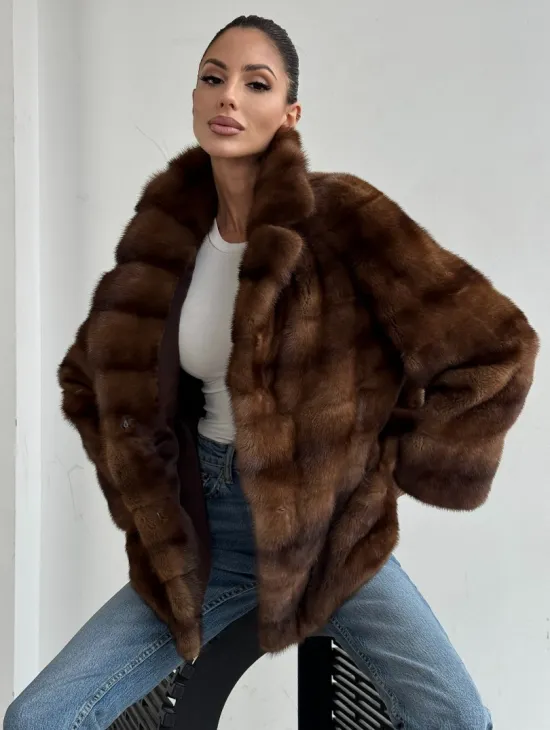 Шуба автоледи из соболиной норки, цвет соболь - фото 4