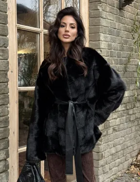 Черный норковый полушубок с воротником V-образным - фото 7