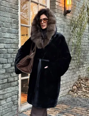 Норковая шуба Blackglama с капюшоном из меха куницы - фото 7