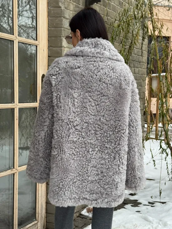 Короткая шубка - дублёнка из овчины - фото 5