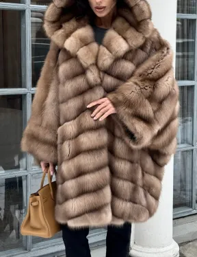 Шуба из меха куницы «летучая мышь» - фото 1