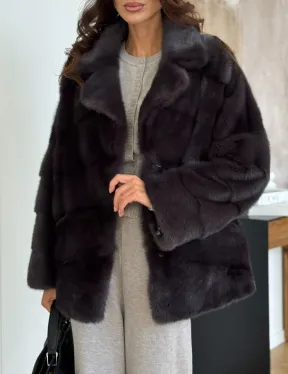 Полушубок норковый автоледи с английским воротником - фото 2