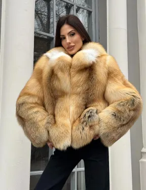 Полушубок из меха альпийской лисы Premium Golden Fox - фото 0