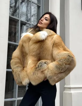 Полушубок из меха альпийской лисы Premium Golden Fox - фото 5