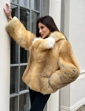 Полушубок из меха альпийской лисы Premium Golden Fox - фото 8