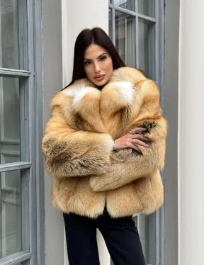 Полушубок из меха альпийской лисы Premium Golden Fox - фото 6