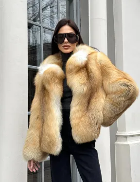 Полушубок из меха альпийской лисы Premium Golden Fox - фото 4