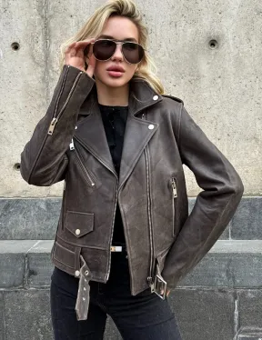 Косуха женская из винтажной кожи - фото 4