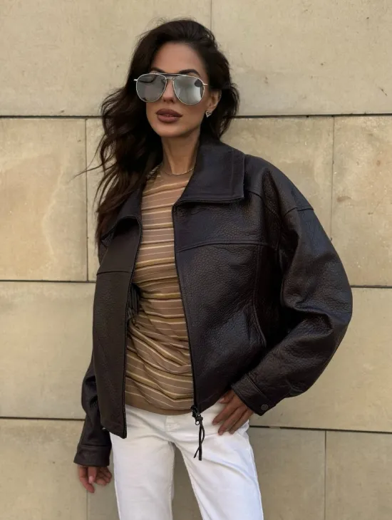 Короткая куртка оверсайз из натуральной кожи Joomba - фото 3