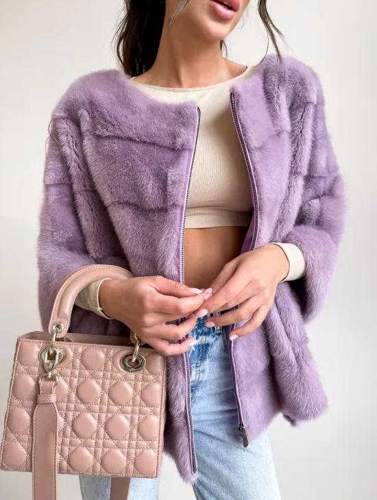 Свитер из меха норки в лавандовом оттенке - фото 1